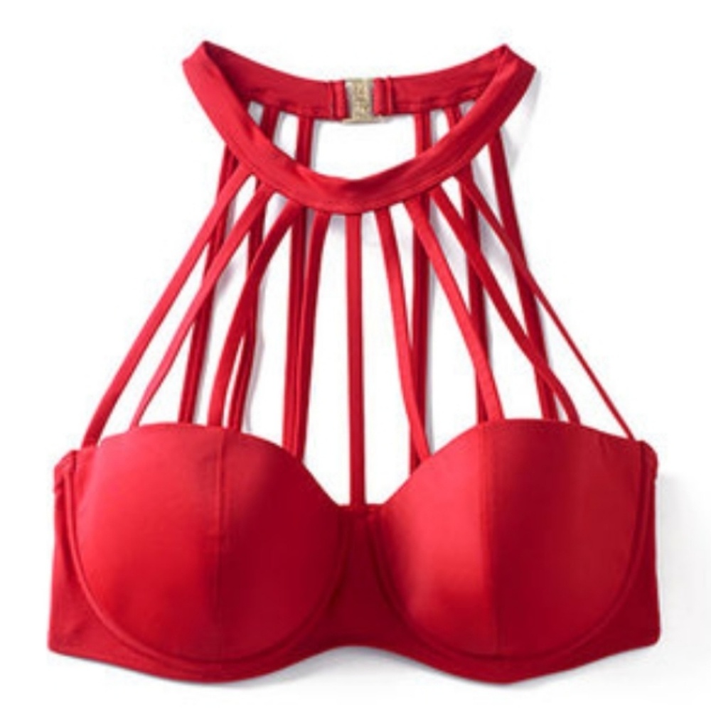 Caged Red Bikini Top